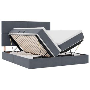 vidaXL Lit de rangement LED avec matelas Gris fonc&eacute; 180 x 200 cm