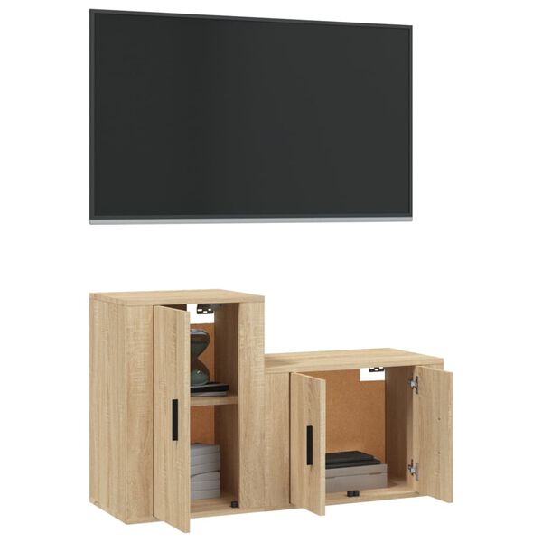 vidaXL Ensemble de meubles TV 2 pcs ch&ecirc;ne sonoma bois d'ing&eacute;nierie