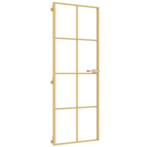 vidaXL Porte int&eacute;rieure mince dor&eacute; 76x201,5 cm verre tremp&eacute; aluminium