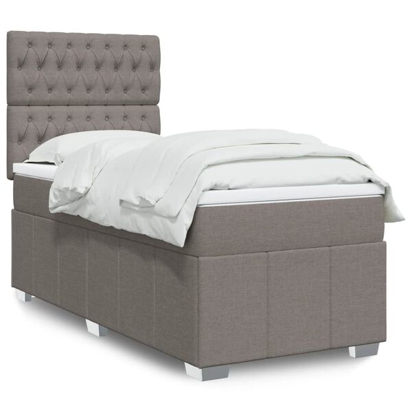 vidaXL Sommier &agrave; lattes de lit avec matelas Taupe 90x190 cm Tissu