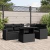 vidaXL Salon de jardin 6 pcs avec coussins noir r&eacute;sine tress&eacute;e