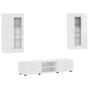 vidaXL Ensemble meuble TV avec tiroir FLORIN 3 pcs Blanc brillant