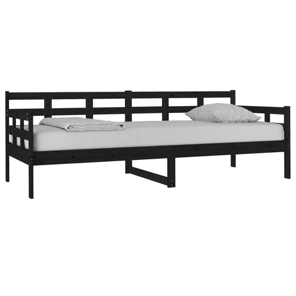 vidaXL Lit de jour sans matelas noir bois de pin massif 80x200 cm