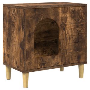 vidaXL Maison pour chat Ch&ecirc;ne fum&eacute; 51 x 30 x 52 cm Bois d'ing&eacute;nierie