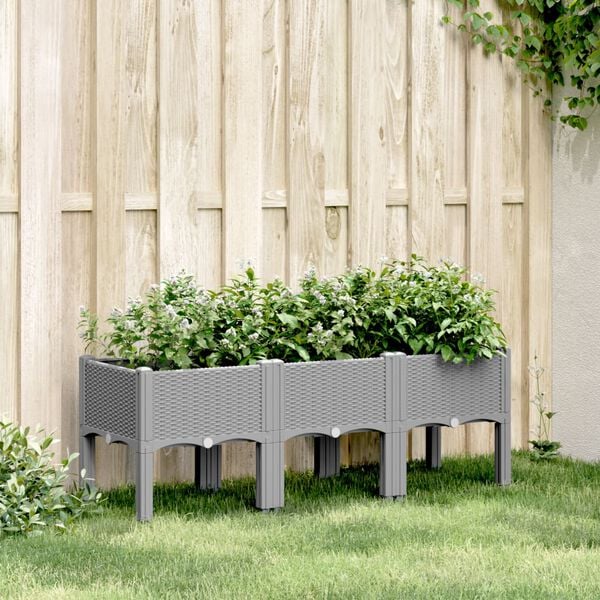 vidaXL Jardini&egrave;re avec pieds gris clair 120x40x42 cm PP