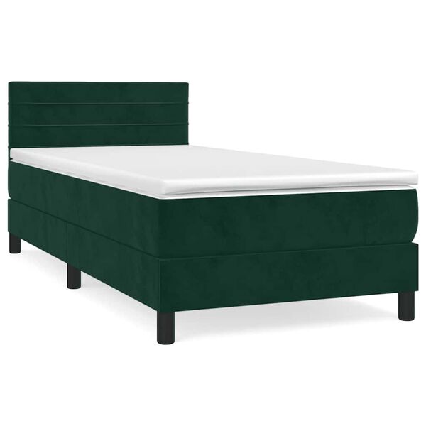 vidaXL Sommier &agrave; lattes de lit avec matelas Vert fonc&eacute; 90x190 cm