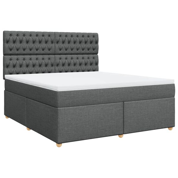 vidaXL Sommier &agrave; lattes de lit avec matelas Gris fonc&eacute; 180x200cm Tissu