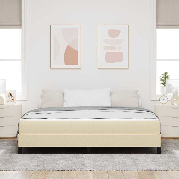 vidaXL Lit &agrave; ressorts avec matelas Cr&egrave;me 180 x 200 cm tissu