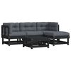 vidaXL Salon de jardin 5 pcs avec coussins noir bois massif
