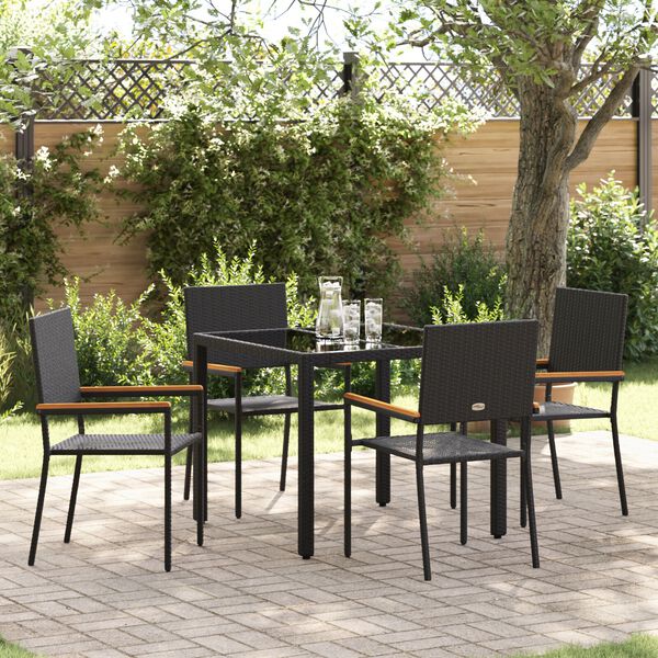 vidaXL Ensemble de salle à manger pour jardin 5 pcs Noir polyrotin