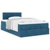 vidaXL Lit ottoman avec matelas bleu fonc&eacute; 120x190 cm velours