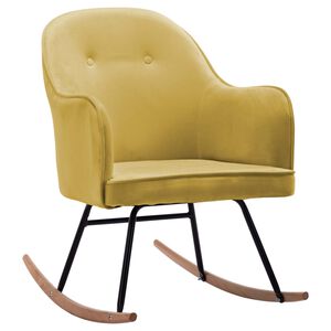 vidaXL Chaise &agrave; bascule Jaune moutarde Velours