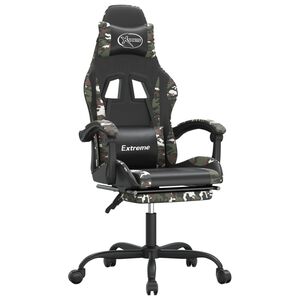 vidaXL Chaise de jeu avec repose-pied Noir et camouflage Similicuir