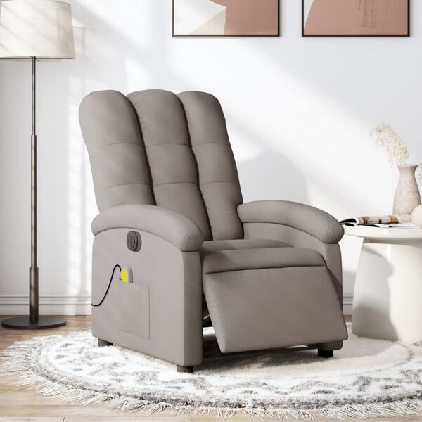 vidaXL Fauteuil de massage inclinable &eacute;lectrique Taupe Tissu