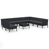 vidaXL Salon de jardin 11 pcs avec coussins R&eacute;sine tress&eacute;e Noir