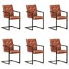 vidaXL Chaises &agrave; manger cantilever lot de 6 marron cuir v&eacute;ritable
