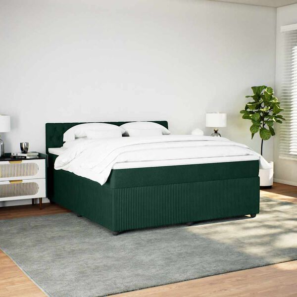 vidaXL Sommier &agrave; lattes de lit et matelas Vert fonc&eacute; 180x200cm Velours