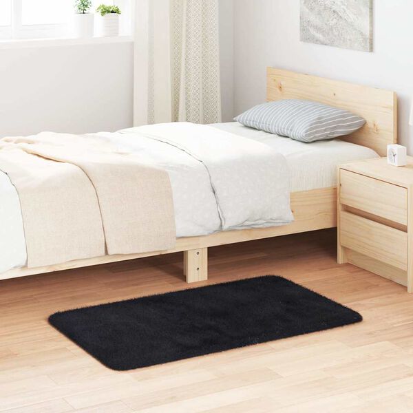 vidaXL Tapis Shaggy &agrave; poils longs NAVARRA noir 60x100 cm polyester
