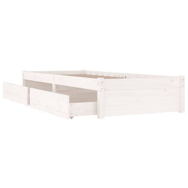 vidaXL Cadre de lit sans matelas avec tiroirs blanc 100x200 cm