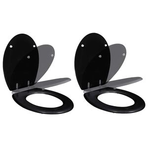vidaXL Si&egrave;ges de toilette avec couvercles 2 pcs MDF Noir