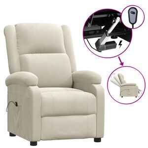 vidaXL Fauteuil inclinable &eacute;lectrique Cr&egrave;me Velours
