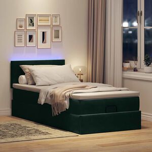 vidaXL Cadre de lit ottoman avec matelas vert fonc&eacute; 90x190 cm velours