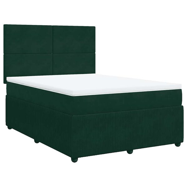 vidaXL Sommier &agrave; lattes de lit et matelas Vert fonc&eacute; 160x200cm Velours