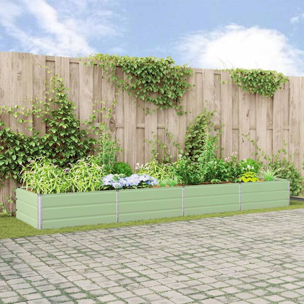 vidaXL Jardini&egrave;re Vert pastel 195 x 100 x 45 cm Acier galvanis&eacute;