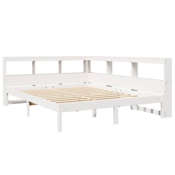 vidaXL Lit bibliothèque sans matelas blanc 160x200 cm bois pin massif