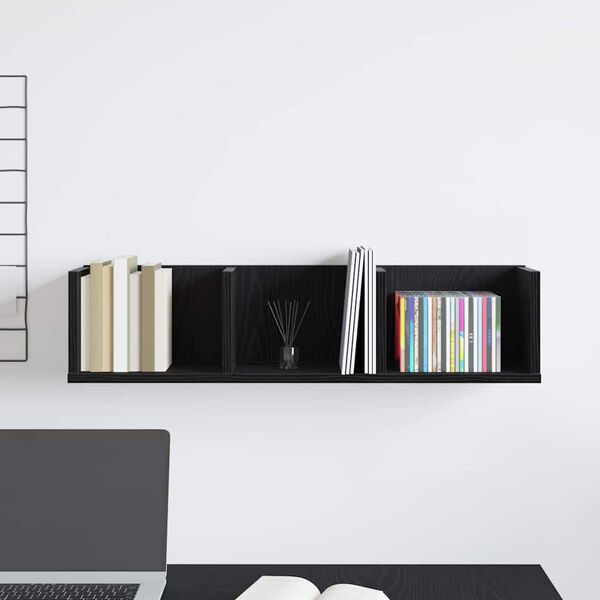 vidaXL &Eacute;tag&egrave;re Murale Ch&ecirc;ne noir 75 x 18 x 18 cm Bois d'ing&eacute;nierie