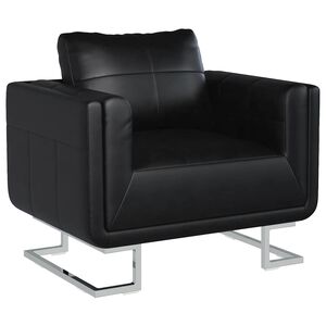 vidaXL Fauteuil cube avec pieds chrom&eacute;s Noir Similicuir