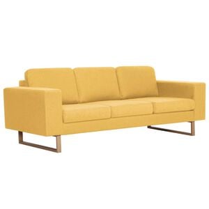 vidaXL Canap&eacute; &agrave; 3 places tissu jaune