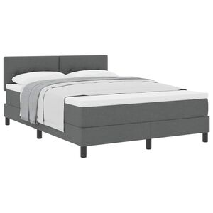 vidaXL Lit &agrave; ressorts avec matelas Gris fonc&eacute; 140 x 190 cm tissu