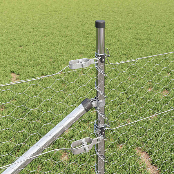 vidaXL Poteau de cl&ocirc;ture. Argent&eacute; 25 x 0,5 m (maille de 36 mm) Acier