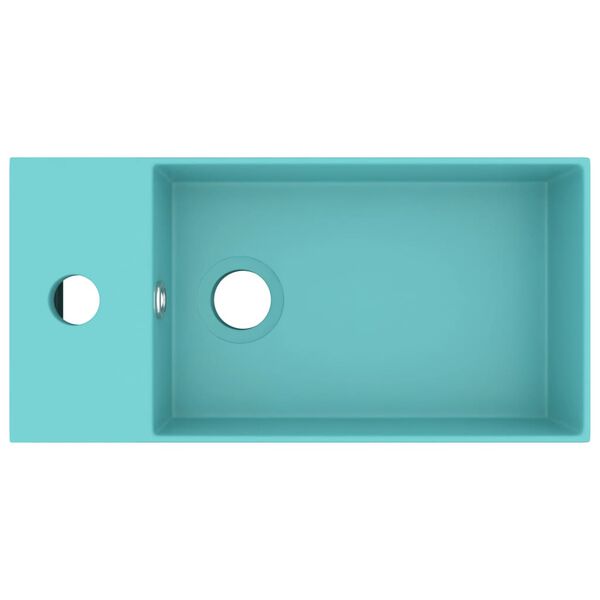 vidaXL Lavabo de salle de bain avec trop-plein C&eacute;ramique Vert clair