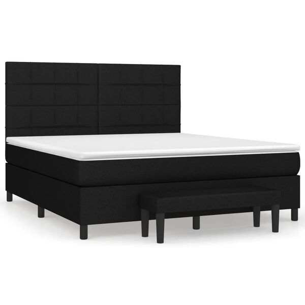 vidaXL Sommier &agrave; lattes de lit avec matelas Noir 160x200 cm Tissu
