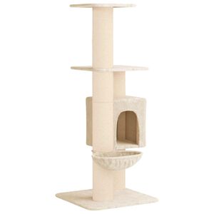 vidaXL Arbre &agrave; chat avec poteaux &agrave; griffer en sisal Cr&egrave;me 137 cm