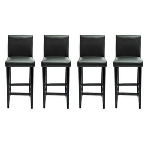 vidaXL Tabourets de bar lot de 4 noir similicuir