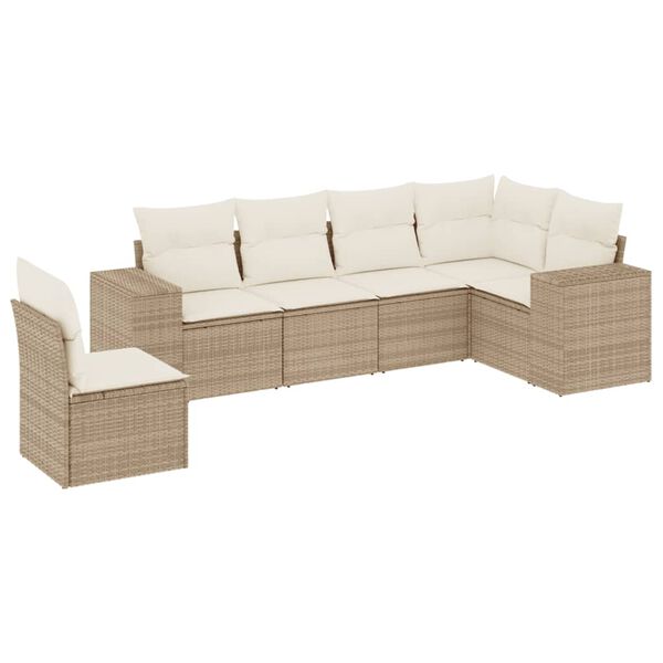 vidaXL Salon de jardin avec coussins 6 pcs beige r&eacute;sine tress&eacute;e