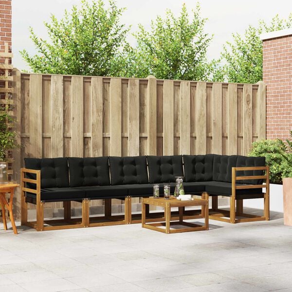 vidaXL Ensemble de canap&eacute;s d'ext&eacute;rieur 7 pcs Naturel et Noir