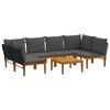 vidaXL 7 pcs Bois d'acacia massif et corde Naturel