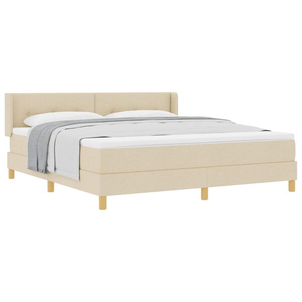 vidaXL Lit &agrave; ressorts avec matelas Cr&egrave;me 200 x 180 cm Polyester