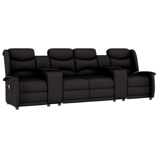 vidaXL Fauteuil de massage inclinable et porte-gobelets 4 places noir