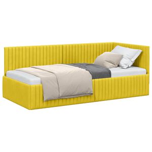 vidaXL Cadre de lit d'angle Jaune 90 cm x 200 cm Velours