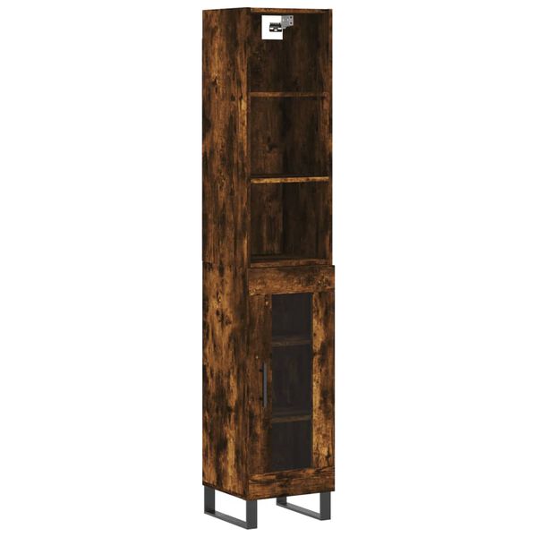 vidaXL Buffet haut Ch&ecirc;ne fum&eacute; 34,5x34x180 cm Bois d'ing&eacute;nierie