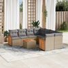 vidaXL Salon de jardin avec coussins 9 pcs beige r&eacute;sine tress&eacute;e