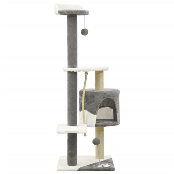 vidaXL Arbre &agrave; chat avec griffoirs en sisal Gris et blanc 120 cm