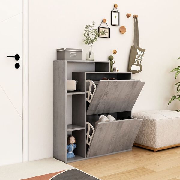 vidaXL Armoire à chaussures Béton 79,5x24x90,5 cm Aggloméré