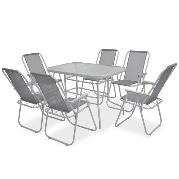 vidaXL Ensemble à manger d'extérieur 8 pcs Acier et textilène Gris