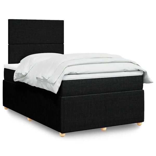 vidaXL Sommier &agrave; lattes de lit avec matelas noir 120x190 cm tissu
